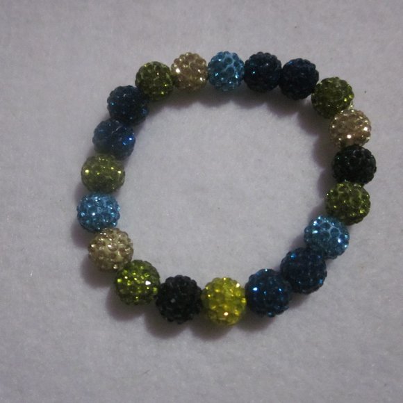 Multi Color Pave Bling Stretch Bracelet. - Picture 1 of 4